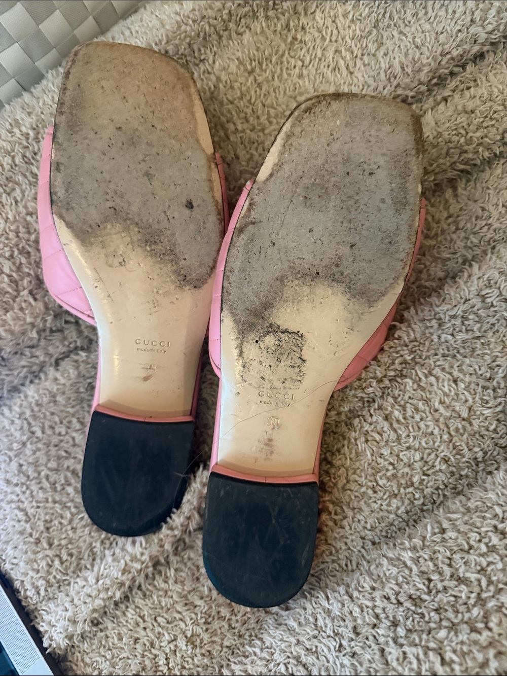 Gucci Pink Quilted Leather GG Slide Mules - Picture 4 of 5